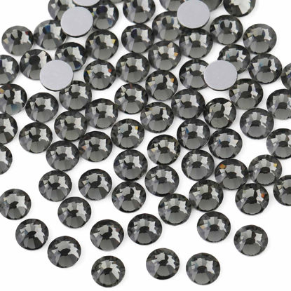 Picture of beadsland Flat Back Crystal Rhinestones Round Gems for Nail Art and Craft Glue Fix,Black Diamond (1.9-2.0mm) SS6/1440pcs