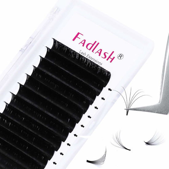 Picture of Mega Volume Lash Extensions FADLASH Self Fanning Lashes 4D 5D 6D 7D Easy Fan Eyelash Extensions 0.03 C D Curl Rapid Blooming Lashes (0.03-C, 11mm)