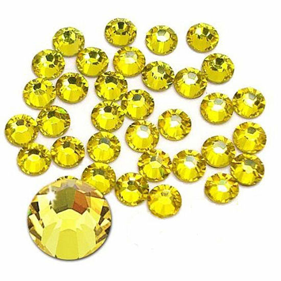 Picture of Jollin Glue Fix Crystal Flatback Rhinestones Glass Diamantes Gems for Nail Art Crafts Decorations Clothes Shoes(ss20 1440pcs, Citrine)