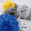 Picture of Loofah Sponge Bath Sponge for Women Men 4 Pack (Blue Yellow Gray Black)