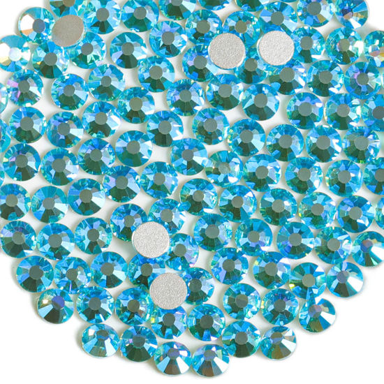 Picture of Beadsland 1440 Pieces Flat Back Crystal Rhinestones Round Gems,Aquamarine AB,SS8,2.3-2.5mm