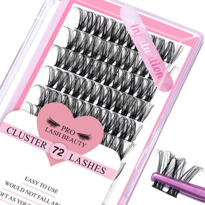 Picture of Cluster Lashes, 72 Pcs Individual Lashes, Lash Clusters DIY Eyelash Extension, Super Thin Band Reusable Soft & Comfortable (Infatuation-D-10mm)