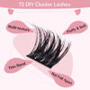 Picture of Cluster Lashes, 72 Pcs Individual Lashes, Lash Clusters DIY Eyelash Extension, Super Thin Band Reusable Soft & Comfortable (Treasure-D-16mm)