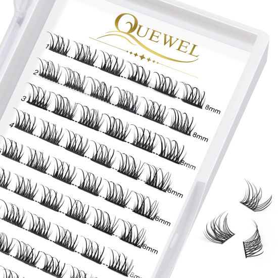 Picture of Lash Clusters 72 Pcs Wide Stem Individual Lashes C/D Curl 8-16mm Length DIY Eyelash Extension False Eyelashes Natural&Mega Styles Soft for Personal Makeup Use at Home (Natural-C-8)