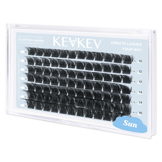 Picture of Lash Clusters 96 Pcs Cluster Lashes Eyelash Clusters DIY Cluster Eyelash Extensions Individual Lashes Soft and Comfortable (Sun,D-10-16mix)