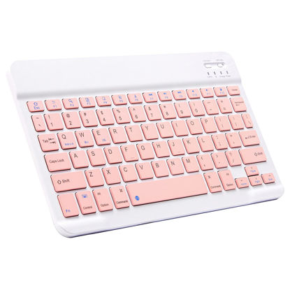 Picture of Ultra-Slim Bluetooth Keyboard Portable Mini Wireless Keyboard Rechargeable for Apple iPad iPhone Samsung Tablet Phone Smartphone iOS Android Windows (10 inch Pink)