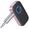 Picture of COMSOON Bluetooth AUX Adapter for Car, Noise Reduction Bluetooth 5.0 Receiver for Music/Hands-Free Calls, Wireless Audio Receiver for Home Stereo/Speaker, 16H Battery Life/Dual Connect (Black+Pink)