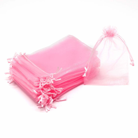 Picture of Dealglad® 50pcs Drawstring Organza Jewelry Candy Pouch Christmas Wedding Party Favor Gift Bags (6x8, Pink)