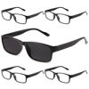 Picture of Gaoye 5-Pack Reading Glasses Blue Light Blocking, Readers for Women Men Anti Glare Filter Eyeglasses (5-Pack Light Black/1 Sunglasses, 0.0)