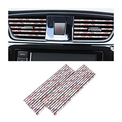 Picture of 8sanlione 20PCS Car Air Conditioner Decoration Strip, DIY Air Vent Outlet Trim Strip Bendable Car Interior Accessories, Car Molding Strip for Most Air Vent Outlet (Flag)