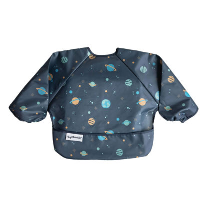 Picture of Tiny Twinkle Mess Proof Baby Bib, Cute Full Sleeve Bib Outfit, Waterproof Bibs for Toddlers, Machine Washable, Tug Proof Closure, Baby Smock for Eating, Long Sleeve (Space, Large 2-4 Years)