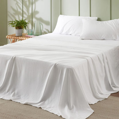 Picture of Bedsure Full Size Sheets White - Soft 1800 Sheets for Full Size Bed, 4 Pieces Hotel Luxury Full Size Sheet Sets, Easy Care Polyester Microfiber Cooling Bed Sheet Set