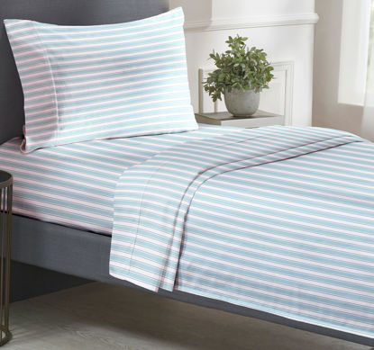 Picture of California Design Den Striped Bed Sheets Twin Size, 3 Piece 100% Cotton Sheets Set Luxury 400 Thread Count Sateen, Twin Sheets Printed Pattern (Cape Stripe)