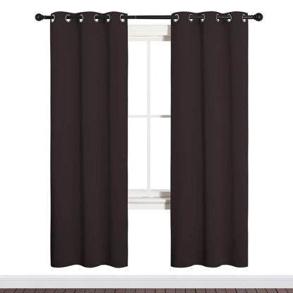 Picture of NICETOWN Blackout Curtain Panels for Bedroom Window, Triple Weave Microfiber Energy Saving Thermal Insulated Solid Grommet Blackout Draperies and Drapes(One Pair, 34 inches by 72 inches, Toffee Brown)