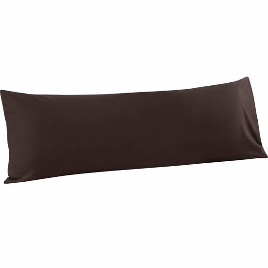 Picture of FLXXIE 1 Pack Microfiber Body Pillow Case, 1800 Super Soft Pillowcase with Envelope Closure, Wrinkle, Fade and Stain Resistant Pillow Cover, 20x54, Dark Brown