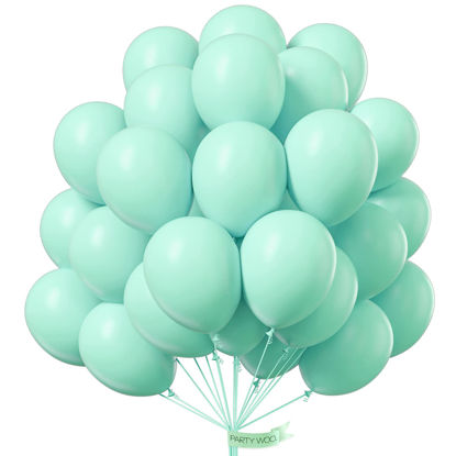 Picture of PartyWoo Mint Balloons, 50 pcs 12 Inch Pastel Teal Balloons, Pastel Turquoise Balloons for Balloon Garland Arch as Party Decorations, Birthday Decorations, Wedding Decorations, Baby Shower Decorations