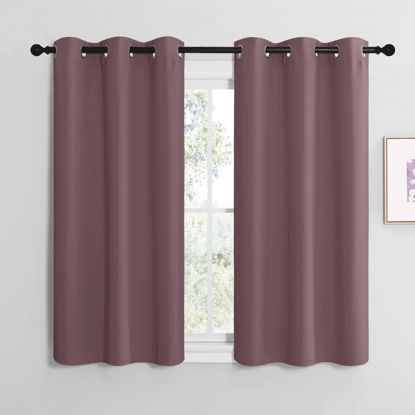 Picture of NICETOWN Dry Rose Room Darkening Curtains for Kitchen, Set of 2, 42 inches Wide by 48 inches Long, Window Treatment Thermal Insulated Solid Grommet Room Darkening Curtains/Drapes for Bedroom