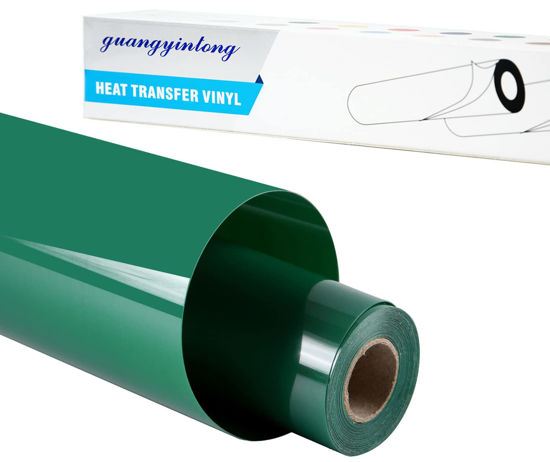 Picture of guangyintong Heat Transfer Vinyl for T-Shirts 12" x 8ft - Green HTV Vinyl Roll Iron on-Easy to Cut &Weed, Glossy Surface (Green k6)