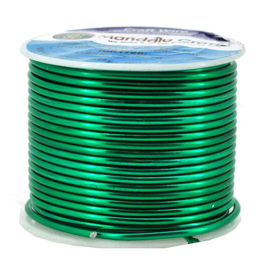 Picture of Mandala Crafts Anodized Aluminum Wire for Sculpting, Armature, Jewelry Making, Gem Metal Wrap, Garden, Colored and Soft, 1 Roll(12 Gauge, Kelly Green)