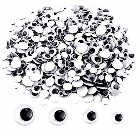 Picture of UPINS 2000 Pcs Black Wiggle Googly Eyes with Self-Adhesive, 6mm 8mm 10 mm 12mm Mixed Packaging