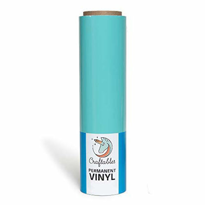 Picture of Craftables Tiff Blue Vinyl Roll - Permanent, Glossy & Waterproof | 12" x 50' | for Crafts, Cricut, Silhouette, Expressions, Cameo, Decal, Signs, Stickers…