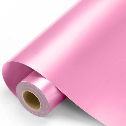 Picture of Pink Permanent Vinyl - 12" x11FT Pink Adhesive Vinyl Roll for All Cutting Machine, Permanent Outdoor Vinyl for Decor Sticker, Car Decal, Scrapbooking, Signs, Glossy & Waterproof