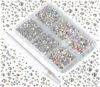 Picture of Bymitel 5000 Pieces 6 Mixed Sizes Glue Fix on  Glass Rhinestones Round Crystal Gems Flatback for DIY Jewelry Making with one Picking Pen (6-Sizes 5000PCS, Crystal AB)