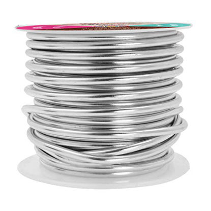 Picture of Mandala Crafts 12 14 16 18 20 22 Gauge Anodized Jewelry Making Beading Floral Colored Aluminum Craft Wire (10 Gauge, Silver)