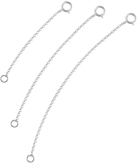 Picture of 925 Sterling Silver Necklace Extender Sterling Silver Necklace Chain Extenders for Necklaces 2", 3", 4" Inches