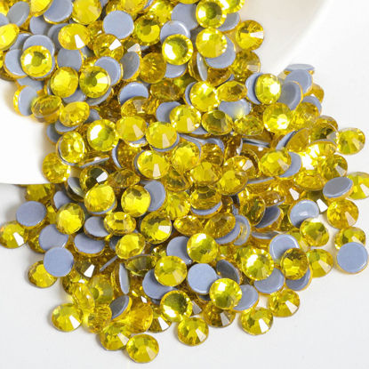 Picture of Beadsland Hotfix Rhinestones, 288pcs Flatback Crystal Rhinestones for Crafts Clothes DIY Decorations, Lemon Yellow, SS30, 6.3-6.5mm