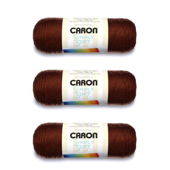 Picture of Caron Simply Soft Chocolate Yarn - 3 Pack of 170g/6oz - Acrylic - 4 Medium (Worsted) - 315 Yards - Knitting/Crochet