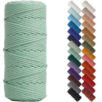 Picture of NOANTA Mint Green Macrame Cord 3mm x 109yards, Colored Macrame Rope, Cotton Rope Macrame Yarn, Colorful Cotton Craft Cord for Wall Hanging, Plant Hangers, Crafts, Knitting