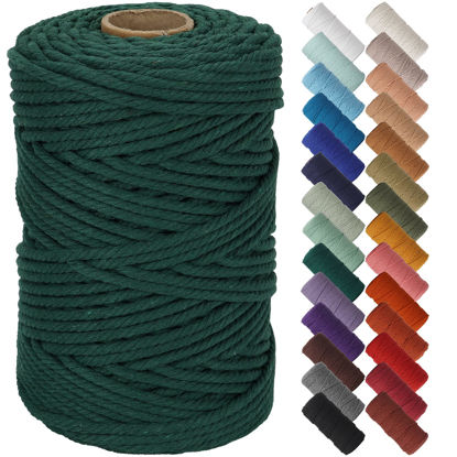 Picture of NOANTA Dark Green Macrame Cord 5mm x 109yards, Colored Macrame Rope Cotton Rope Macrame Yarn, Colorful Cotton Craft Cord for Wall Hanging, Plant Hangers, Crafts, Knitting