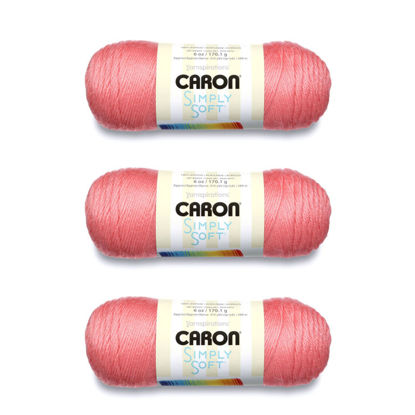 Picture of Caron Simply Soft Strawberry Yarn - 3 Pack of 170g/6oz - Acrylic - 4 Medium (Worsted) - 315 Yards - Knitting/Crochet