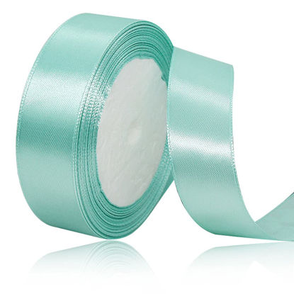 Picture of Solid Color Mint Green Satin Ribbon, 3/4 Inches x 25 Yards Fabric Satin Ribbon for Gift Wrapping, Crafts, Hair Bows Making, Wreath, Wedding Party Decoration and Other Sewing Projects