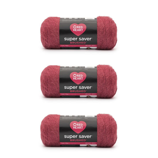 Picture of Red Heart Super Saver Brushed Soft Brick Yarn - 3 Pack of 140g/5oz - Acrylic - 4 Medium (Worsted) - 255 Yards - Knitting/Crochet