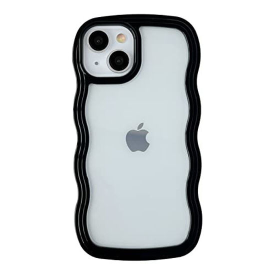 Picture of Caseative Cute Curly Wave Frame Shape Shockproof Soft Compatible with iPhone Case (Black,iPhone 12 Pro Max)