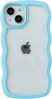 Picture of Caseative Cute Curly Wave Frame Shape Shockproof Soft Compatible with iPhone Case (Blue,iPhone 14 Plus)