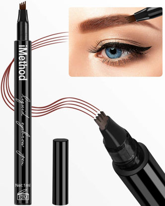 Picture of iMethod Eyebrow Pen - iMethod Eyebrow Pencil with a Micro-Fork Tip Applicator Creates Natural Looking Brows Effortlessly and Stays on All Day, Reddish Brown