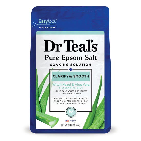 Picture of Dr Teal's Pure Epsom Salt, Clarify & Smooth with Witch Hazel & Aloe Vera, 3lbs (Packaging May Vary)