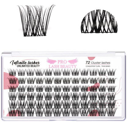 Picture of Cluster Lashes 72 Pcs Lash Clusters DIY Eyelash Extension Individual Cluster Eyelashes Spiffy Style Self-Application Fluffy Super Thin Band Reusable Soft & Comfortable(Spiffy,C-10-16mix)