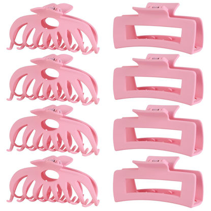 Picture of LuSeren Hair Clips for Women 4.3 Inch Large Hair Claw Clips for Women Thin Thick Curly Hair, Big Matte Banana Clips,Strong Hold jaw clips,Pink