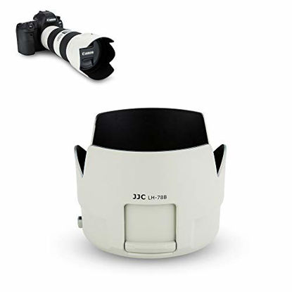 Picture of JJC White Dedicated Reversible Lens Hood Shade for Canon EF 70-200mm f/4L is II USM Lens Replaces Canon ET-78B Hood with Side Window for ND CPL Rotating Filters