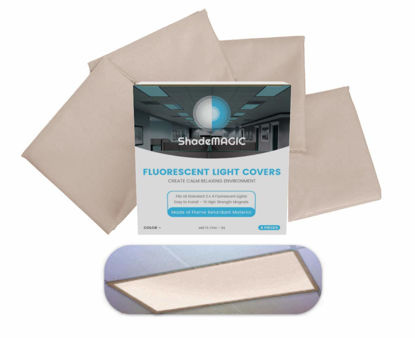 Picture of ShadeMAGIC Fluorescent Light Filter Covers (Mocha) - Diffuser Pack; Eliminate Harsh Glare That Causes Eyestrain and Head Strain The The Classroom or at Office. (4)