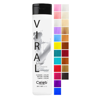 Picture of Celeb Luxury Viral Colorwash, Professional Semi-Permanent Hair Color Depositing Shampoo, Extreme Silver