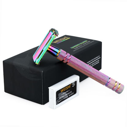 Picture of WEISHI Safety Razor Butterfly Open Double Edge Elegant Rainbow Color