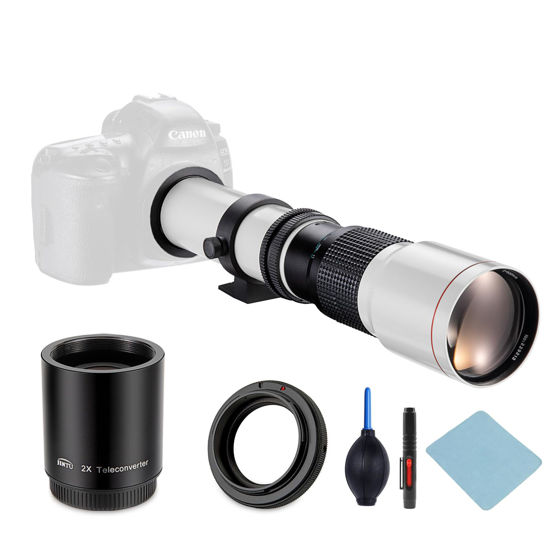 Picture of JINTU 500mm/1000mm f/8 Manual Telephoto Lens for Canon SLR 2000D 4000D 90D 80D 70D 60D 50D 40D 650D 600D 750D 700D 550D 450D 7D II 6D 5D 5DS 1Ds Rebel T6s T6i T6 T5i T5 T4i T3i T3 T2i