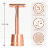 Picture of Bambaw Double Edge Safety Razor with Stand, Women Razor with a Blade, Plastic Free Metal Razor - Rose Gold