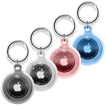 Picture of 4 Pack Airtag Holder, Airtag case Waterproof Apple Air Tag Case with Keychain, Shockproof & Dustproof Airtag Holders for Pet Tracking, Bags, Kids, Keys, Luggage（4 Colors）