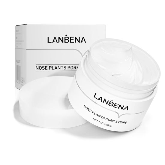 Picture of LANBENA Puntos Negros, Blackhead Mask Pore Strips Blackhead Remover Mask Peel off Mask Facial Pore Cleanser Purifying Face Mask Nose strips Visit the Store